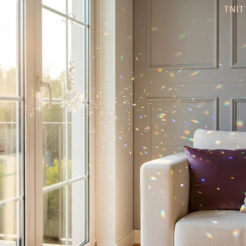 Snowflake Crystal Sun Catcher,Rainbow Prism Hanging Ornament For Summer Window,Garden & Home Decor And Outdoor Garden Decoration