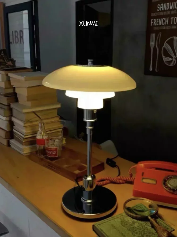 Danish Designer Glass Reading LED Table Lamp Nordic Modern Living Room Study Home Decor Silver Simple Art High-end Bedside Light