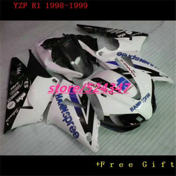 Hey-100% new fairing kit fit for  R1 1998 1999 YZF R1 blue black white ABS fairings set YZF-R1 98 99 for Yamaha