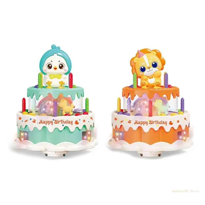 

Y4UD Funny Electric Cartoon Glowing Birthday Cake Toy with Sound for Kids Children