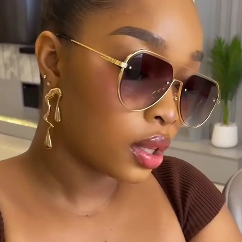 نظارات شمسية بإطار معدني مجوف جديد بإطار ضفدع أنيق للقيادة كاجوال من الأشعة فوق البنفسجية 400 مع تصميم ريترو خفيف الوزن #3