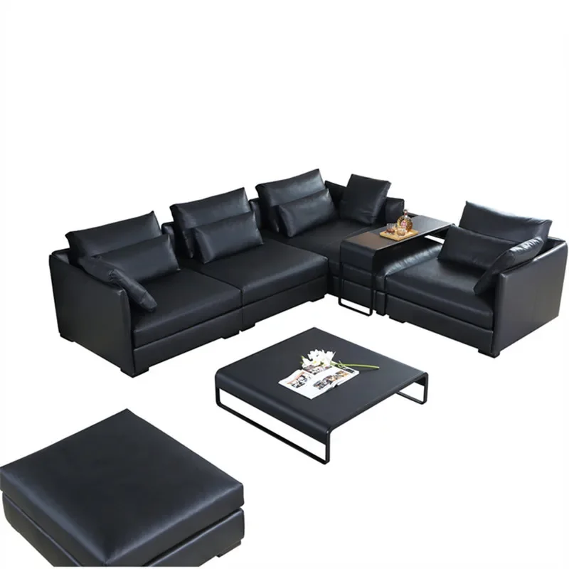 Italian minimalist jungle leather sofa light luxury modern