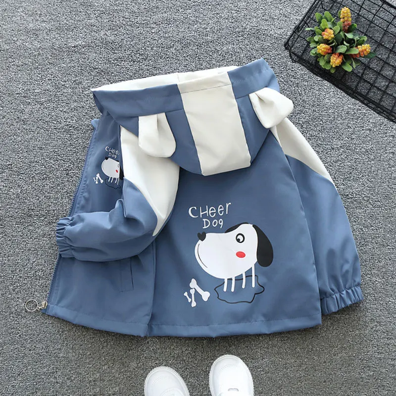 New Baby Boys Jacket Cartoon Fashion Windproof Outerwear Hooded Zipper Boys Coat Birthday Gifts 1 2 3 4 5 6 Years Kids Clothes