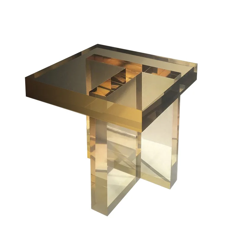 Nordic Gold Edge A Few Light Luxury Modern Living Room Sofa Corner A Few Simple Creative Acrylic Gradient Bed Small Side Table