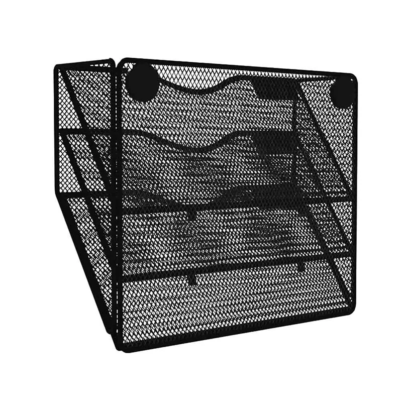 حامل ملفات مغناطيسي من الطبقة ABRJ-3 بدون حفر ولا تركيب منظم المجلات باللون الأسود لمكتب الثلاجة