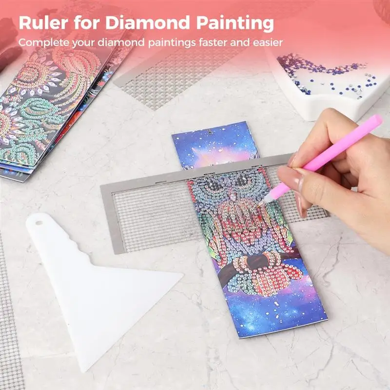 14Pcs Diamond Art Rulers Stainless Steel Mesh Ruler Diamond Ruler Art Fixing Tools For Rhinestone Painting Round Square Drill