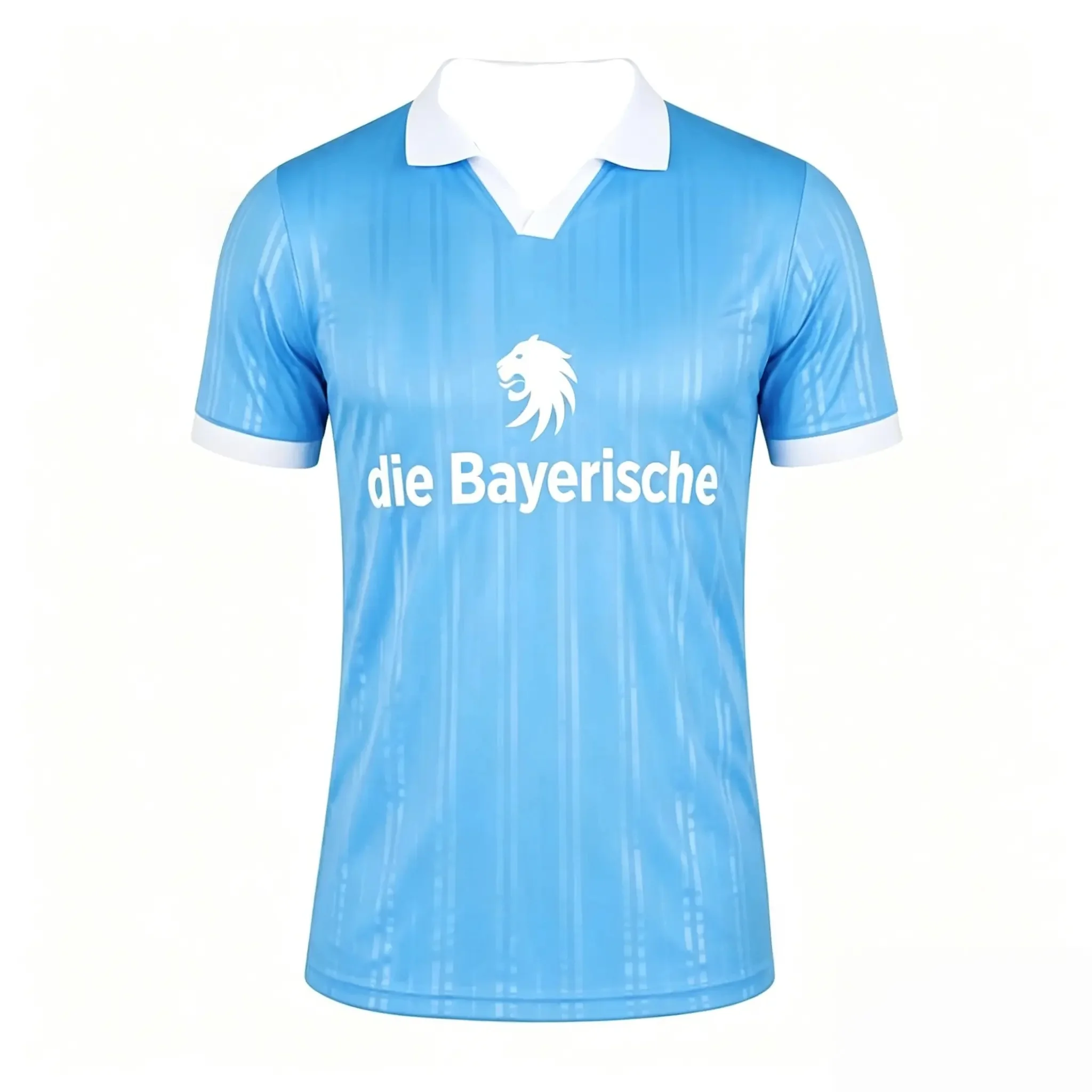Herren 1860 München Retro Fußballtrikot Hellblau Gestreiftes Polokragen Kurzarm Atmungsaktives Fußballshirt Fan-Version – Detail 4