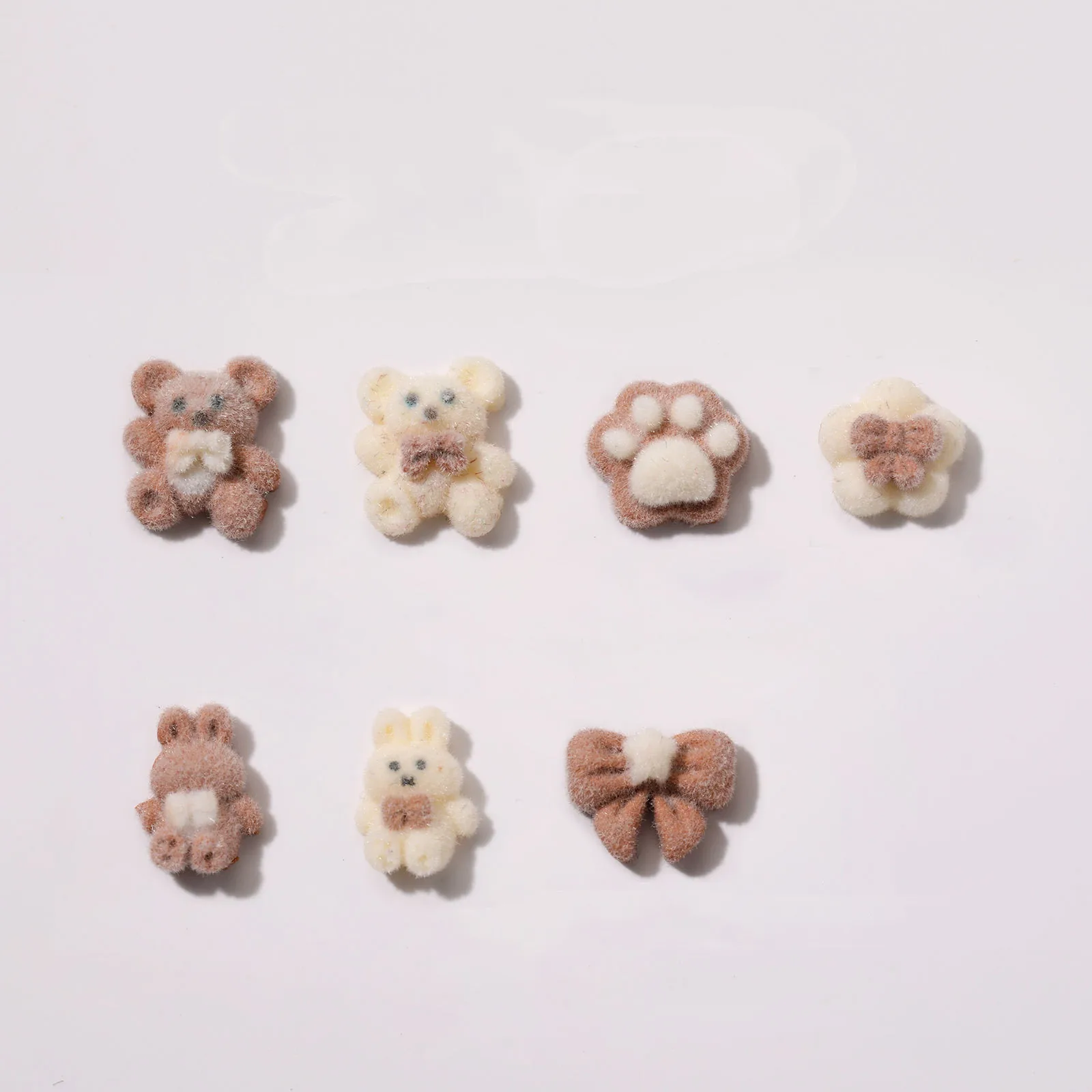 20PCS Plush Bear Shaped Nail Art Charms Cute Nail Art Decorations Jewelry Rhinestone Accessories Manicure DIY Nails Art Tools