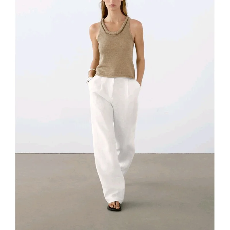 

MD Summer New Women's Basic Sle U-Ne Svel Vaion Feel Vest T-irt Top Polyester Fiber 00% Regular Length