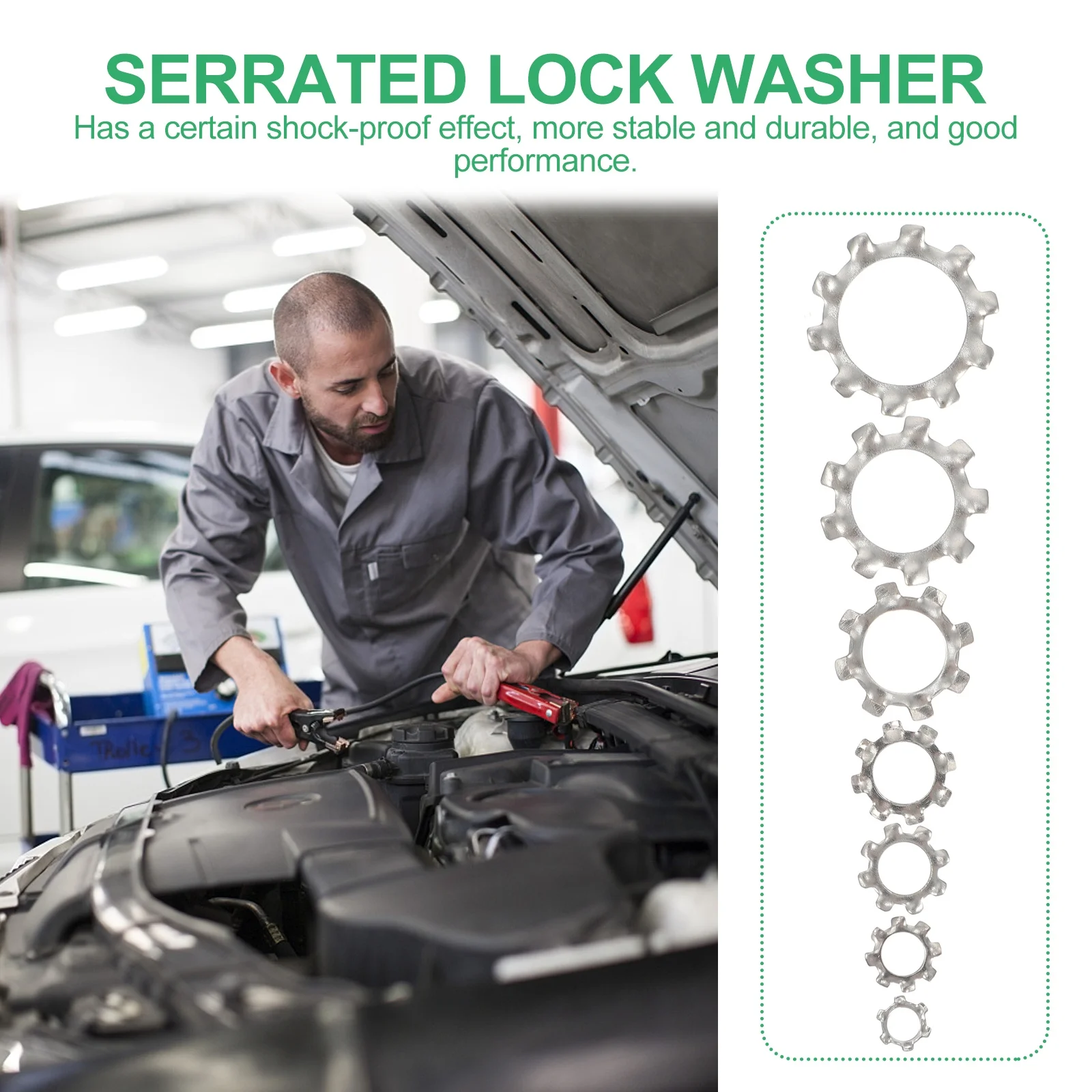 

280pcs External Tooth Serrated Washer Stainless Steel Durable Locking Fastener For Automotive Machinery Serrated Star Lock