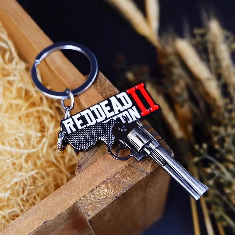 Revolver Red Dead Redemption 2 Key Chain Men Cosplay Game Gun Key Ring Metal Accessories Accessories Factory Wholesale