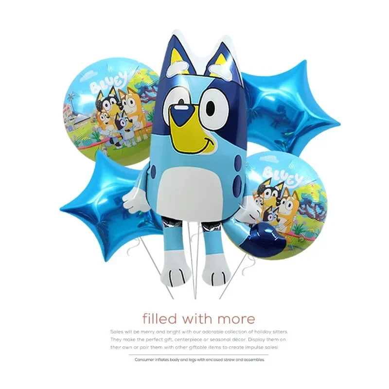 Cartoon Bluey Balloon Family Floating Aluminium Film Balloon Birthday Set Party Decoration Background Props Bluey Balloon Set