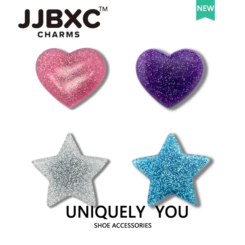 JJBXC charm  Shoe Accessories Colorful Shiny Heart DIY Fashion Shoes Decorations