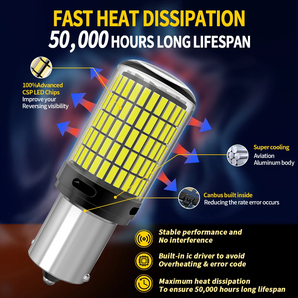Lampes de stationnement à barrage de frein CanBus, ampoules LED, 4014, 150SMD, 1156, BA15S, P21W, BAU15S, PY21W, 7440, 7443, 1157, BAY15D, P21, 5W,