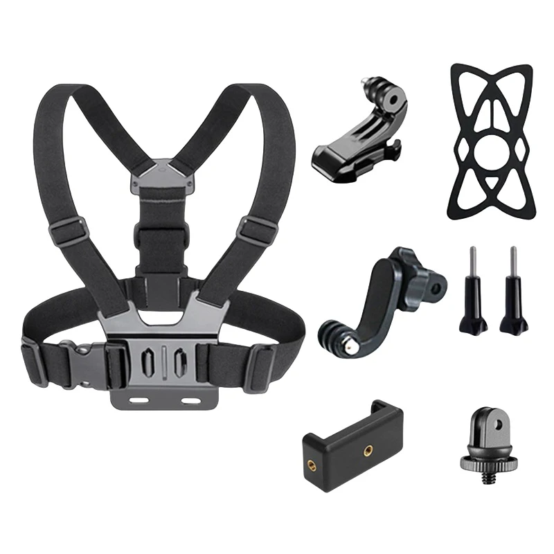 

1Set All-in-One Action Camera Kit Head Strap Chest Strap Mount Adjustable For Phone Action Camera Accessories Mount