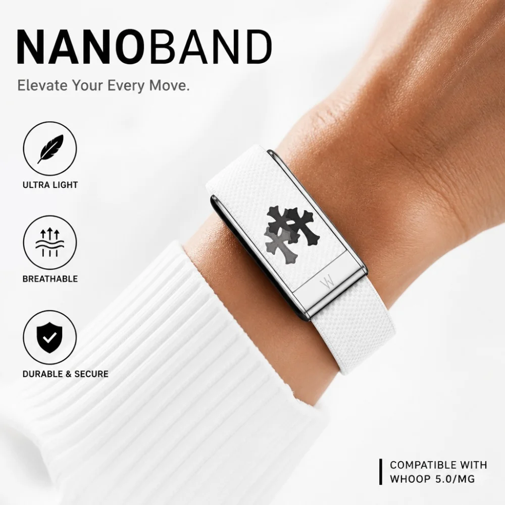 Cross Print Nylon Woven Strap For WHOOP 5.0 MG Metal U Buckle Replacement Wristband Breathable Sport Accessory