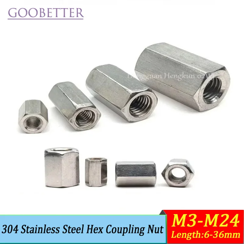

Heavy-Duty Hex Coupling Nut M3-M24 Threaded Rod Connector Sleeve Stainless Steel Extension Coupler for Machinery/ConstructionHea
