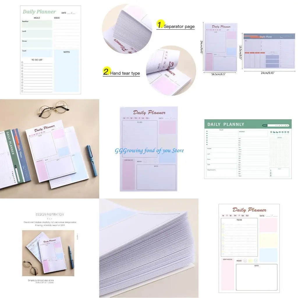 H9EB Schedule Meal Planner Sheets Tear-Off Pad Daily Calendar Pad Schedule Planner
