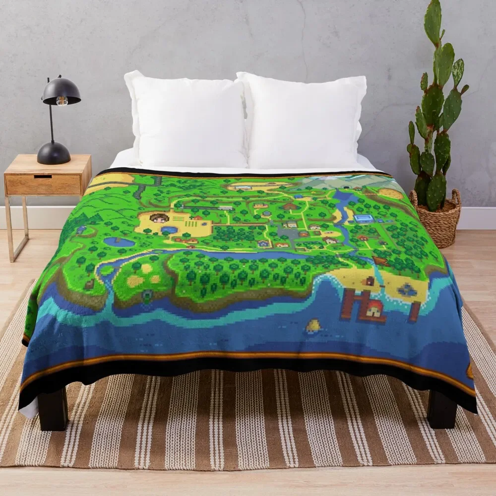 Stardew Valley Map Throw Blanket, Anime Ultra Soft Plush Lightweight Flannel Fleece Blankets for Bed Sofa Living Room Bedroom