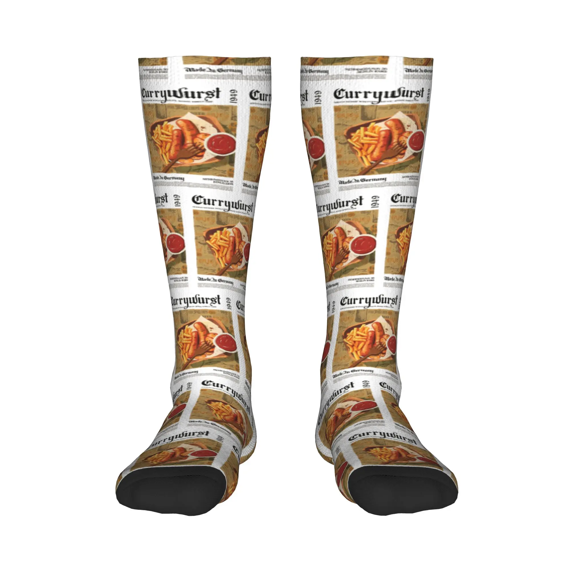 

All Seasons Crew Stockings Currywurst Wall Art Socks Harajuku Crazy Hip Hop Long Socks Accessories for Men Women