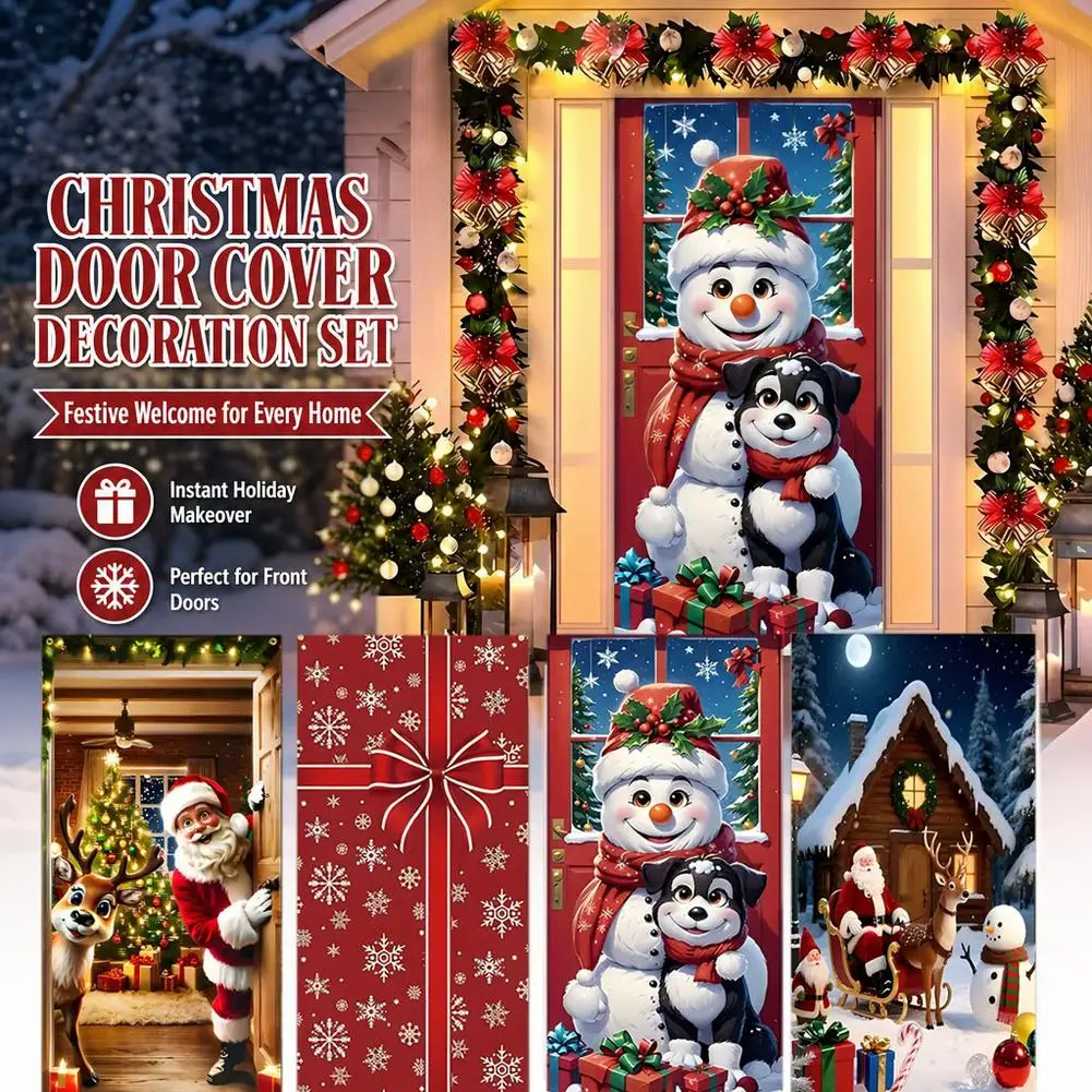 Christmas Hanging Flag Santa Claus Door Banner Christmas Decoration For Home 2026 Xmas Ornament Navidad Natal New Year Gift