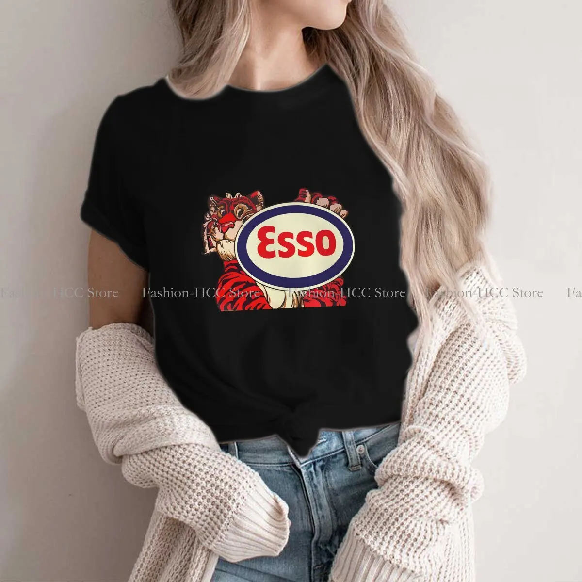 Esso O Neck Polyester TShirt Tiger Basic T Shirt Woman's Clothes Individuality