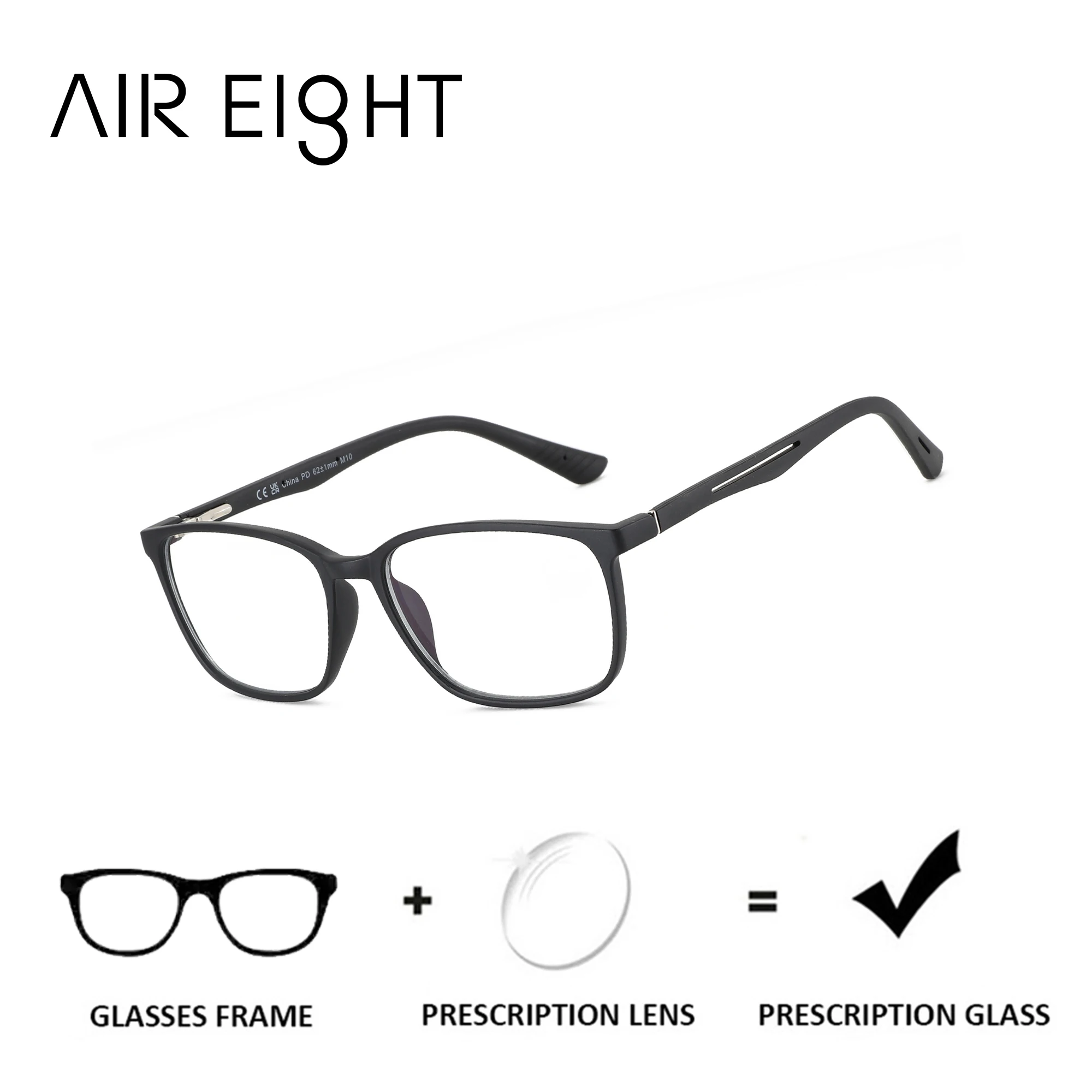 

AIR EIGHT Fashion Square Prescription Glasses Men Women Progressive Multifocal Lenses Myopia Photochromic Blue Light Blocking