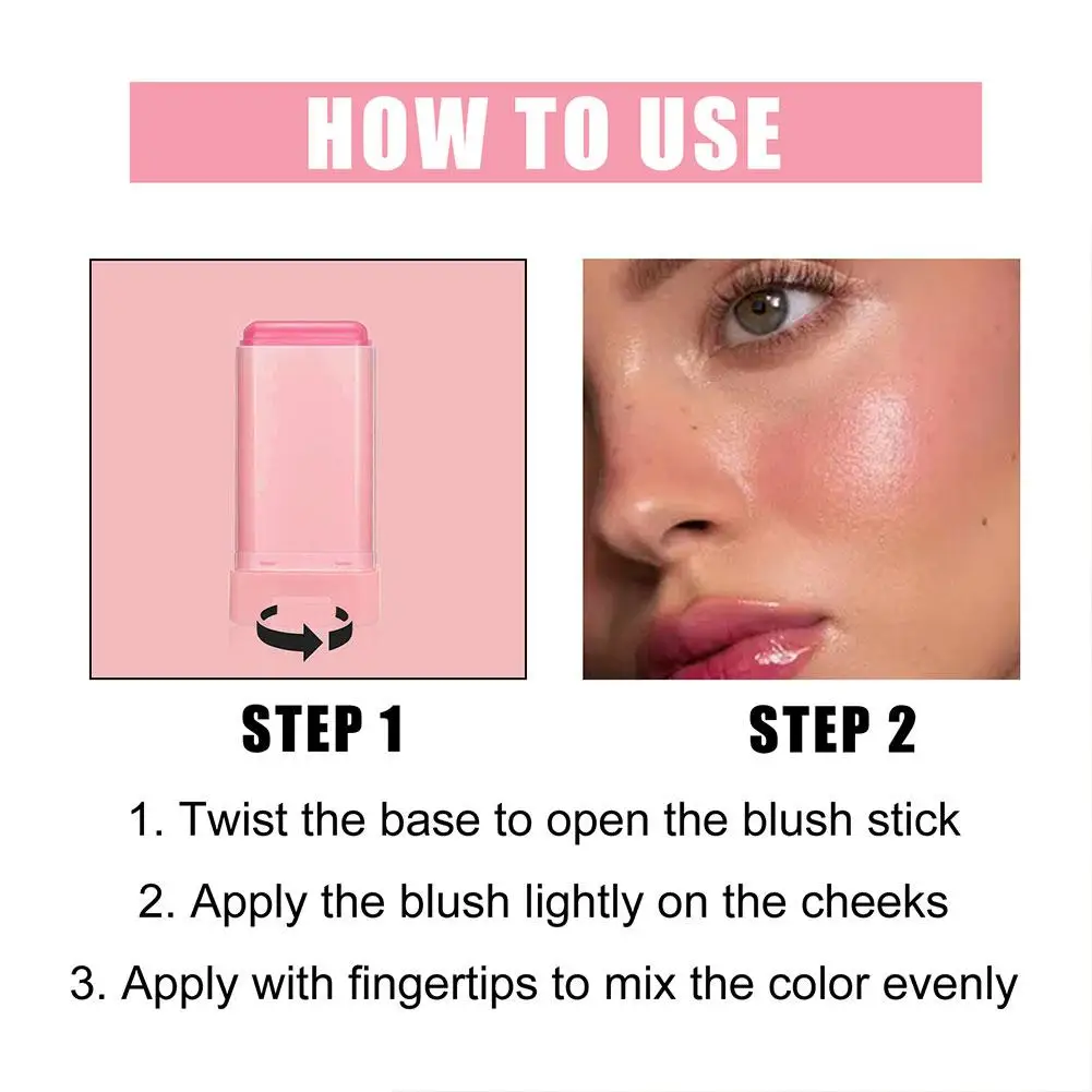 BLUSH Multifunctional Blush Stick Brighten Create 3D Contour Natural Nude Makeup Waterproof Lightweight Lip Gloss Eyeshadow 3in1