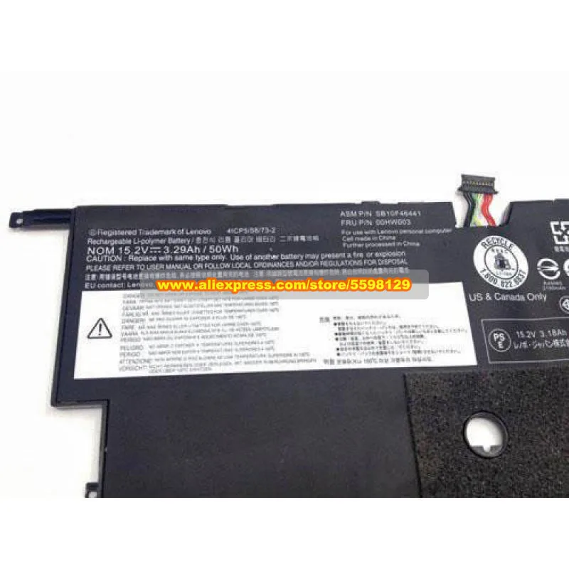 Oryginalna bateria 00HW003 00HW002 45N1701 15.2V 350Wh do Lenovo ThinkPad New X1 Carbon 20BT 20A8 20A7 20BS Series 45N1702 45N170