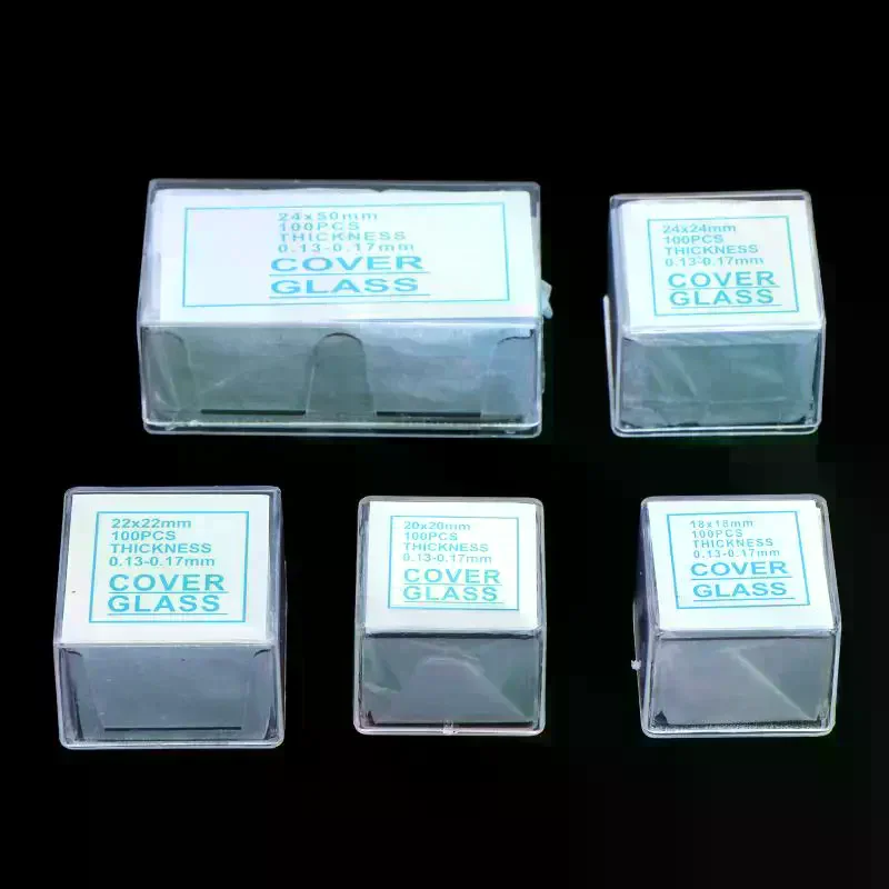 Transparent Square Rectangle Glass Slides Coverslips Coverslides For Microscope Optical Instrument Microscope Cover Slip 100Pcs