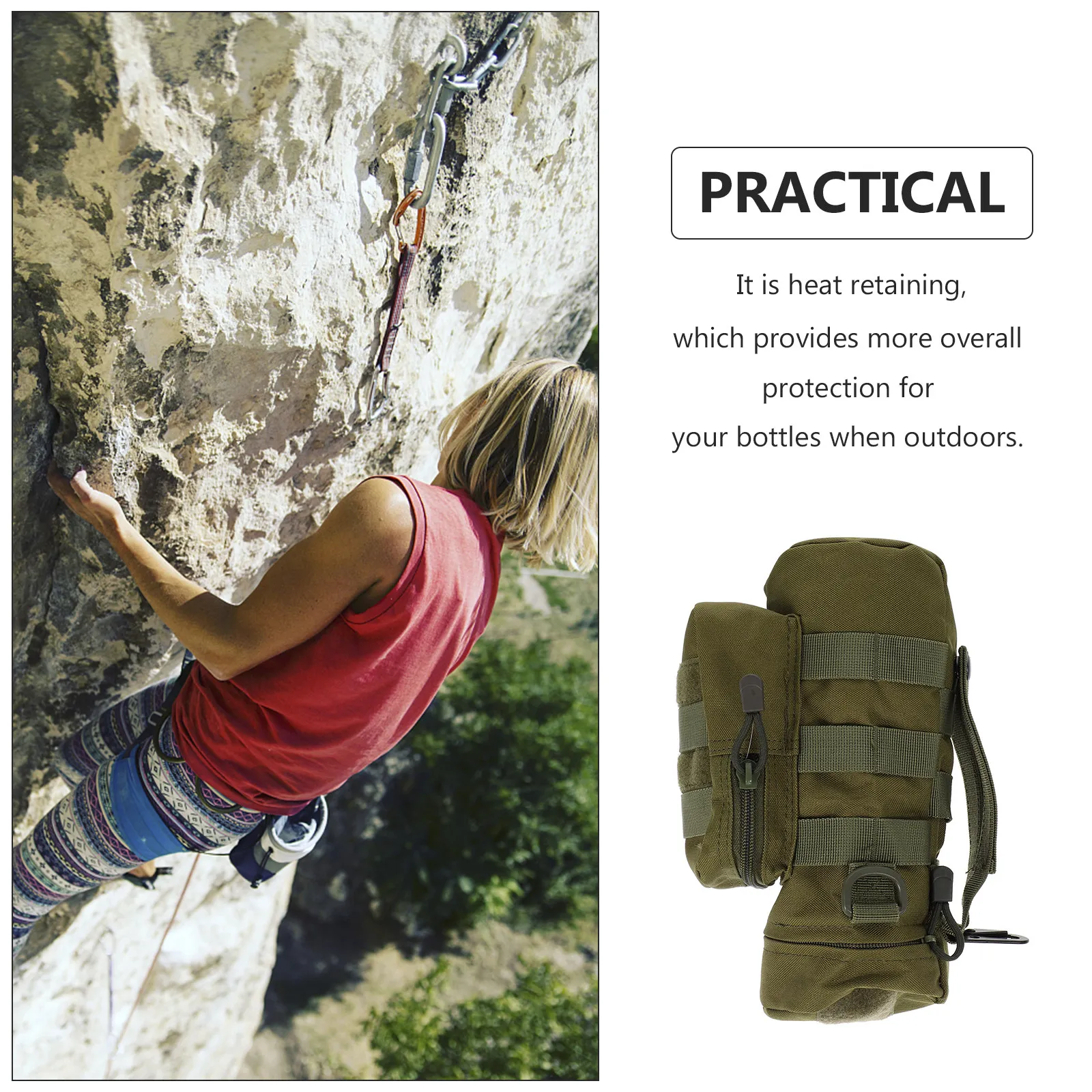 

1 шт. сумка-чехол для бутылки с водой для активного отдыха, термоизолирующая, легкая, с регулируемым ремнем, контейнер для хранения бутылок для треккинга и велоспорта