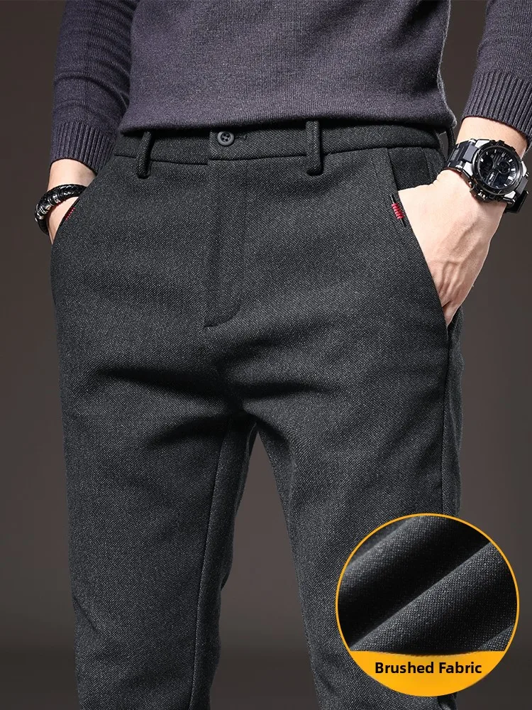 

Men's Casual Straight Leg Pants Comfortable Slim Fit Autumn Busin Luxury Faionable Long Trousers Versatile Polyester Fiber