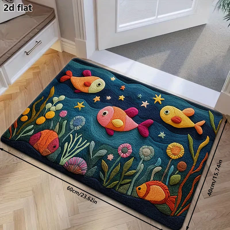 VIKAMA Cute Carpet Underwater World Mat Colorful Fish Door Mat Carpet For Living Room Rug For Bedroom Bathroom Mat Home Decor