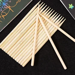 6-Pack Bamboo Art Scratch Pens - Professional Pointed Tip Drawing Sticks for DIY Scratchboard, Art, Painting, and Drawing Tools