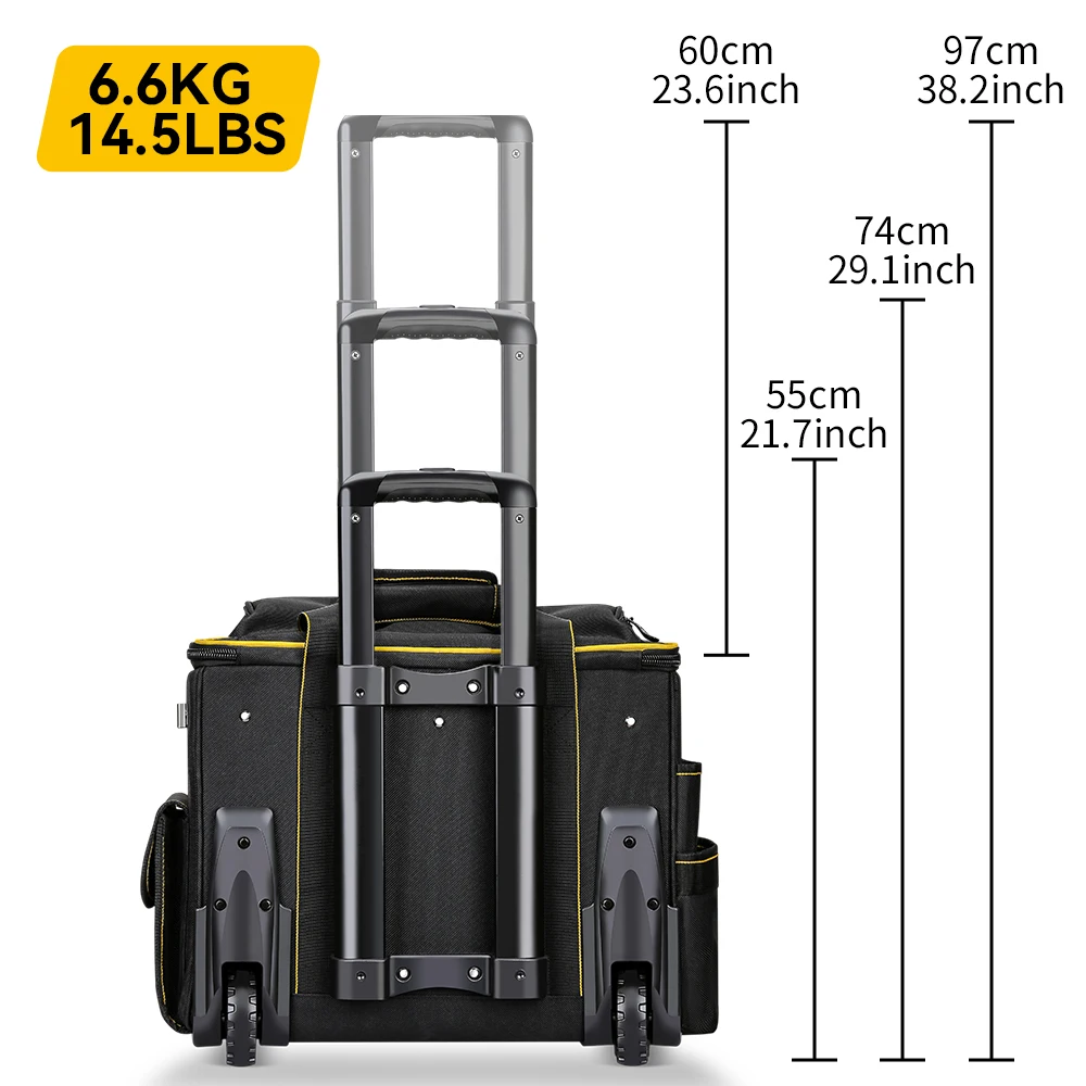 WINHUNT Rolling Tool Bag With Telescoping Rubber Handle And Heavy-Duty Wheel,  Rolling Bag, Adjustable Telescoping Handle