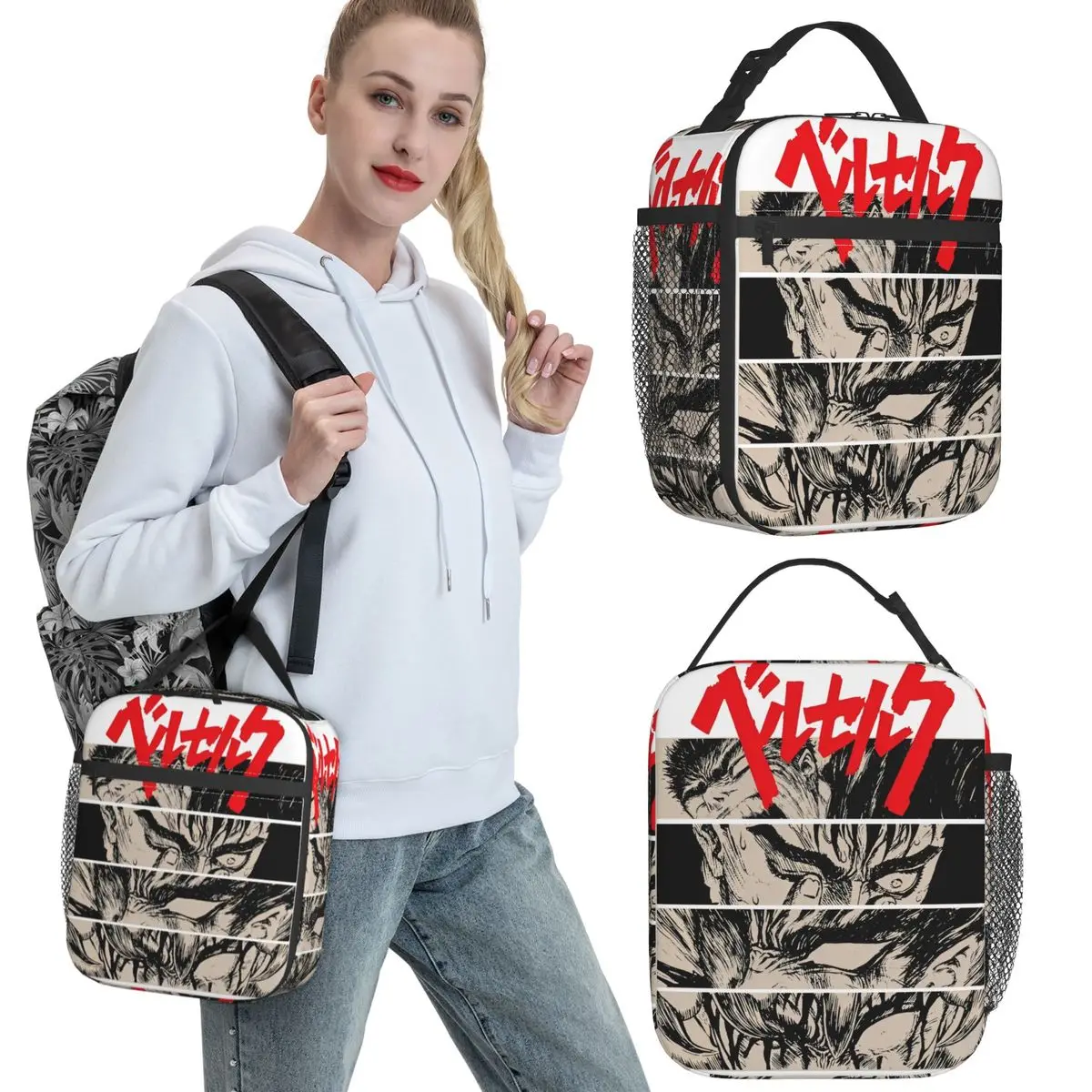 انمي ياباني Berserk حقيبة الغداء الشجاعة كول مانغا علب الاغذية للطفل نزهة المحمولة حقيبة للحفاظ على البرودة أكسفورد الحرارية حمل حقائب اليد