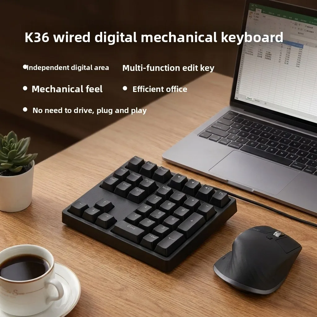 Wired Mechanical Numeric Keypad, Portable External Keyboard for Laptop Desktop Office Use