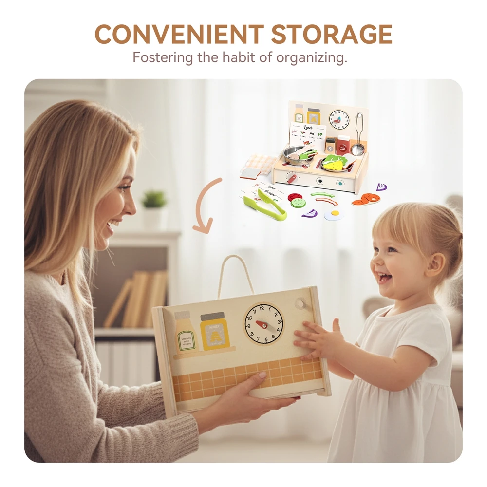 مجموعة ألعاب محاكاة المطبخ الخشبية لعبة لعب التظاهر للأطفال ألعاب مونتيسوري التفاعلية للأطفال ألعاب تعلم مهارات حياة الطفل