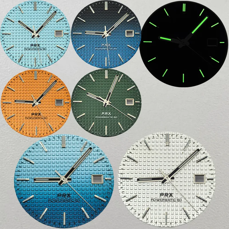 Piezas de repuesto de reloj PRX Super Player, esfera + puntero, esfera verde que brilla en la oscuridad, 31,8 mm de diámetro, adecuada para movimientos NH35/NH36