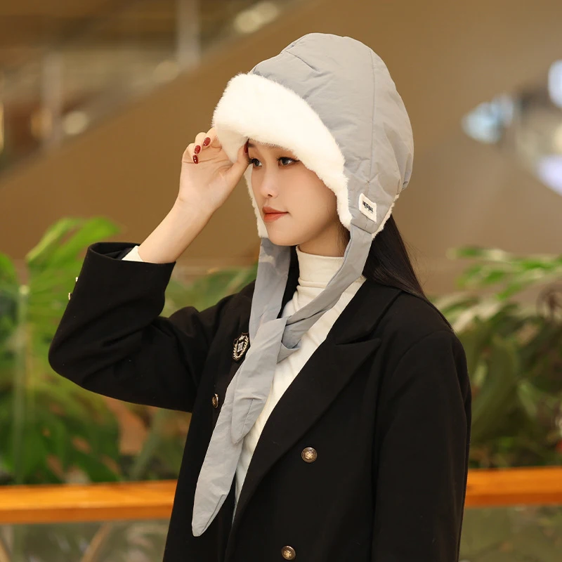 Fashion Keep Warm Windproof Plush Hat Casual Shoulder Bag Multiple Ways To Wear