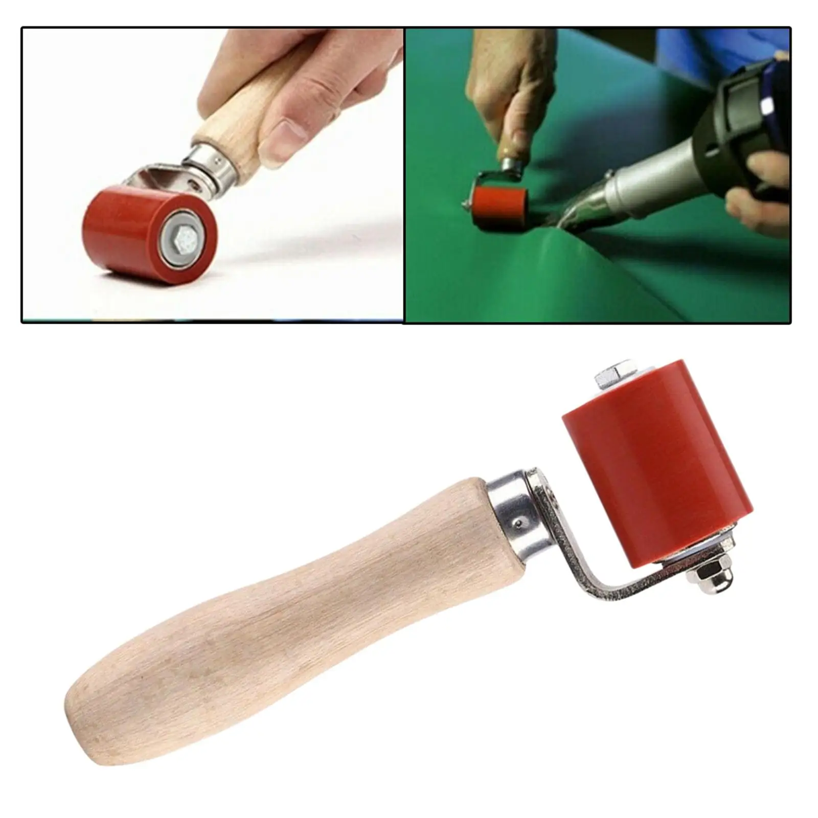 Silicone Pressure Roller Two Way Bearing Design Wooden Handle for DIY Wallpaper