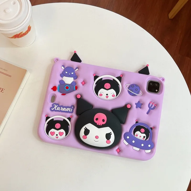 

Cute Kuromi 3D Doll Silicone Shockproof Case for IPad 11th A16 10th 10.9in Air4/5 Air6 2024 Pro 11in Mini4/5/6 Protective Cover