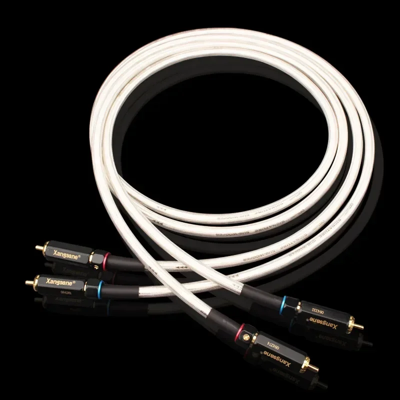 คู่ HiFi QED ลายเซ็นสาย RCA ชายกับชาย Silver Plated Audio สัญญาณสายปลั๊กชุบทอง