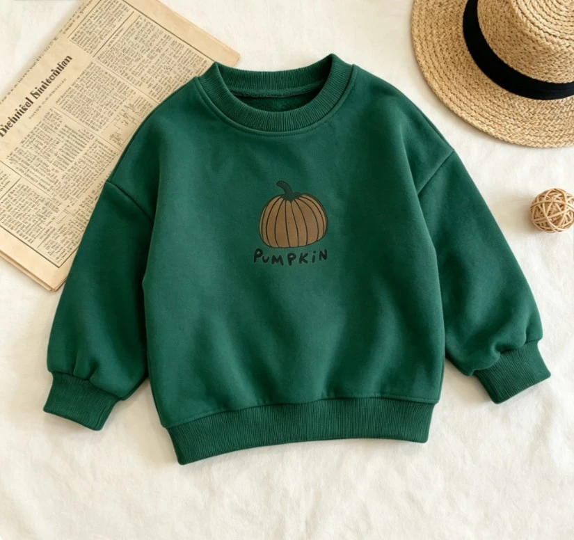 Kids Crew Neck Sweatshirt Baby Pumpkin Letter Print Long Sleeve Pullover Tops Children Daily Autumn Costume Child Popular Wear