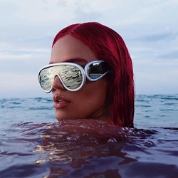2024 New Fashion One-Piece Large Frame Sunglasses Cyberpunk Style Eyeglasse Female Male Outdoor Travel