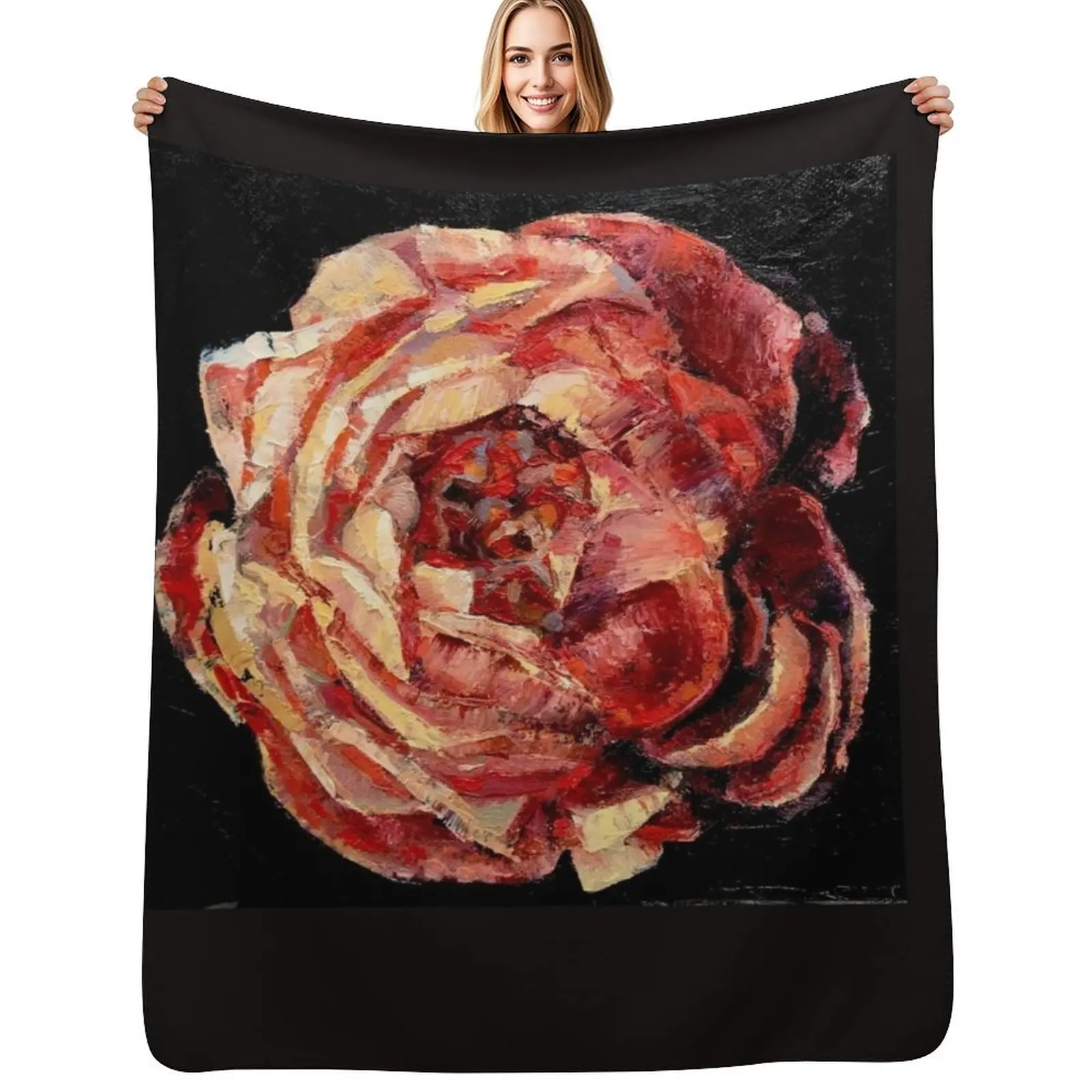 Peony by Australian artist Glenda Fell Jones Throw Blanket Cozy Throw Blanket Birthday Gift for Him Her