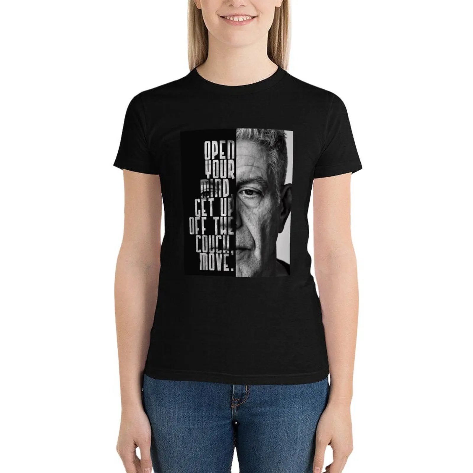 Retro Motivational Quote Bey Celebrity Chef Atnhony Bourdain T-Shirt shirts graphic tees t-shirts for Women cotton