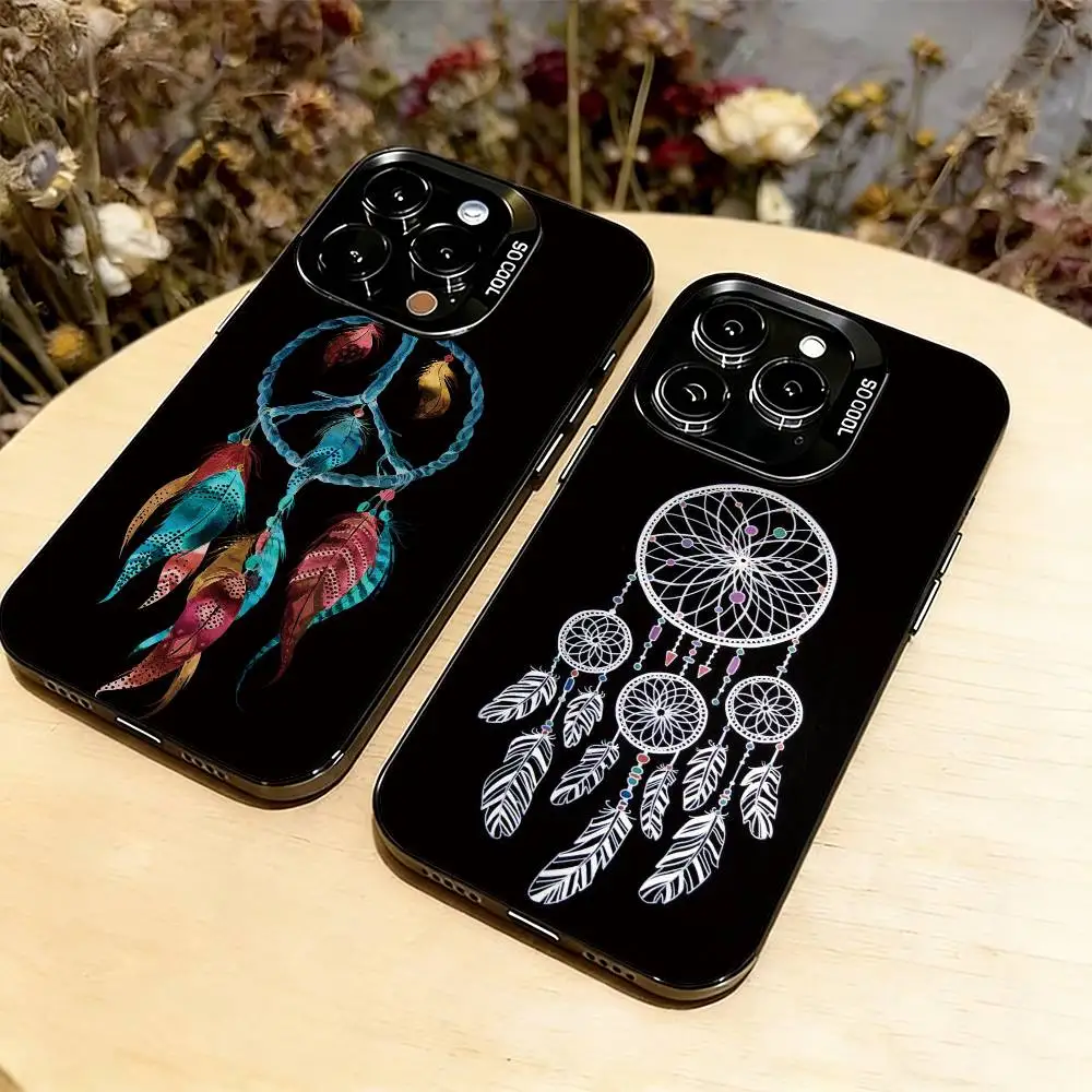 

Dreamcatcher Feather Phone Case For iPhone 17,16,15,14,13,12,11 Plus,Pro Max,XS,Colorful Silver Black Cover