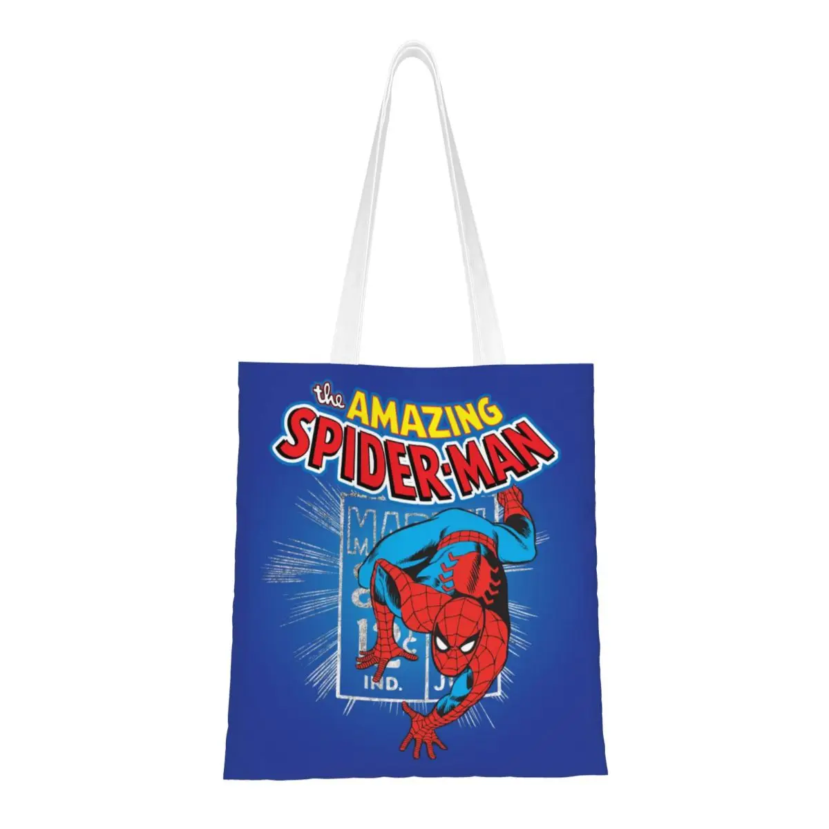 Custom Kawaii Print Spider Man Shopping Tote Bag Washable Canvas Shoulder Shopper Handbag