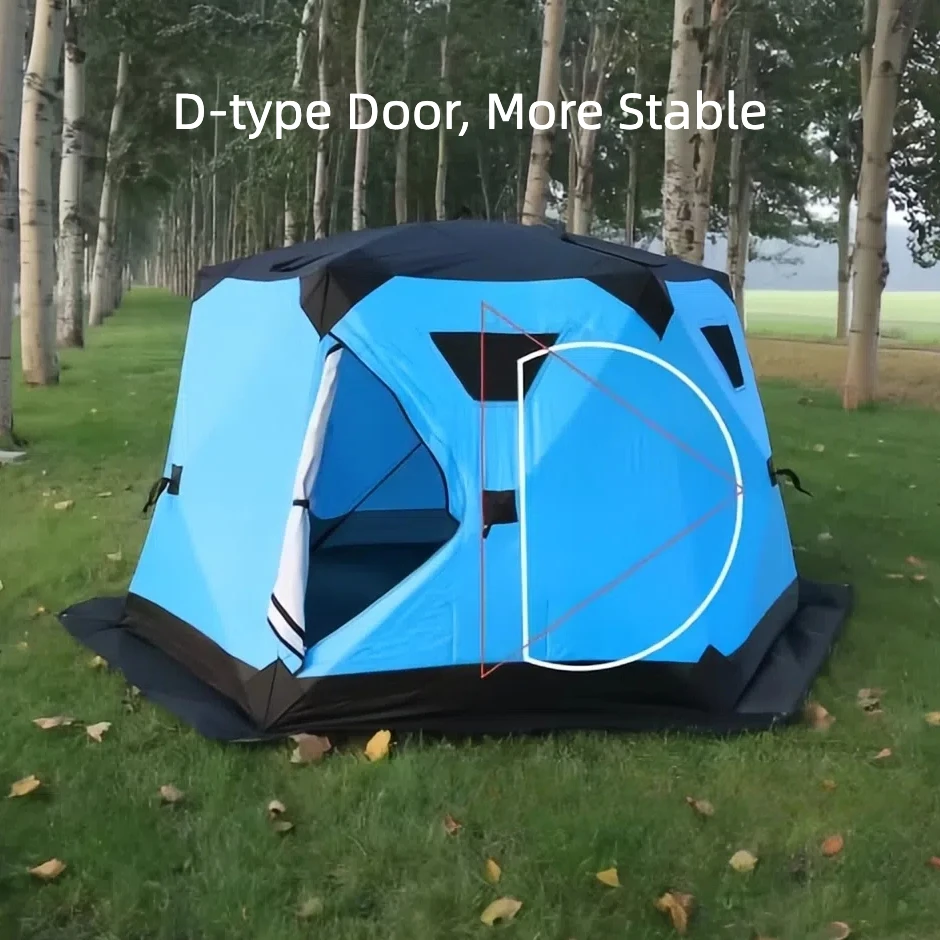 Hexagonal Ice Fishing Tent, Thermal Cotton Padded Winter Tent, Insulated Pop Up Hub for Extreme Cold Weather